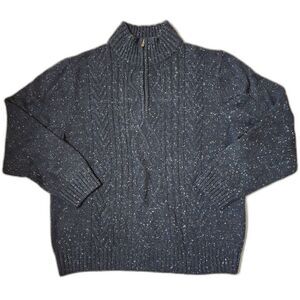 Haggar Men’s XL Quarter‑Zip Sweater Lambswool Blend Dark Speckled Blue